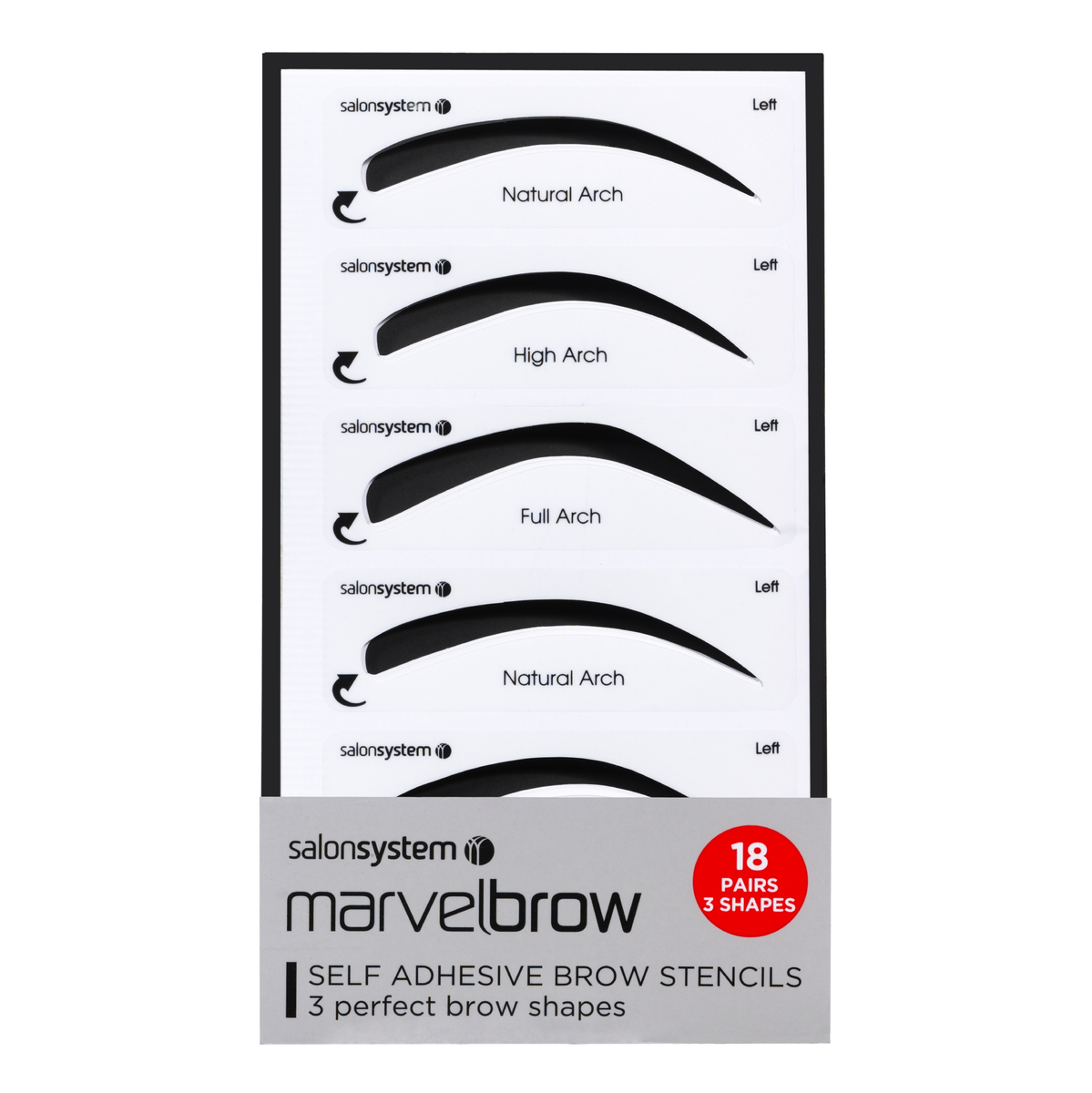 MARVELBROW SELF ADHESIVE BROW STENCILS (18 PAR)